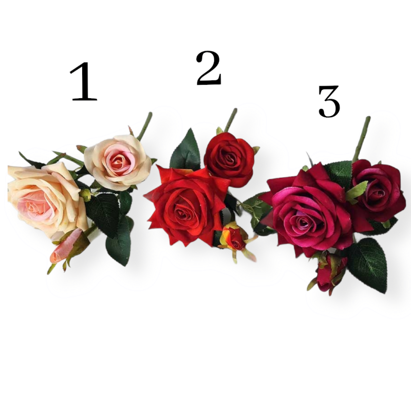 Rožių šakelės 3-jų žiedų, 35 cm